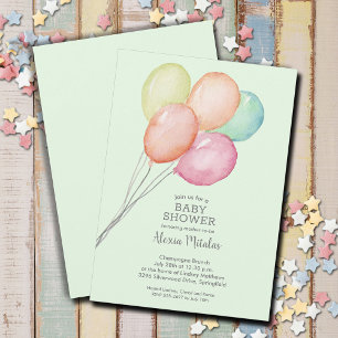Invitation Baby shower des ballons aquarelles