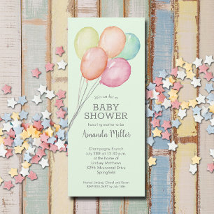 Invitation Baby shower des ballons aquarelles
