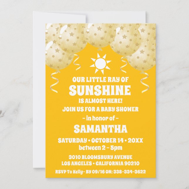 Invitation Baby shower des ballons de soleil Boho (Devant)