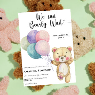 Invitation Baby shower des ballons d'ours en peluche