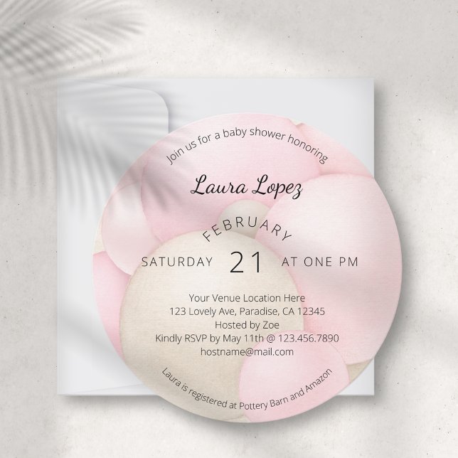 Invitation Baby shower des ballons roses modernes (Créateur téléchargé)
