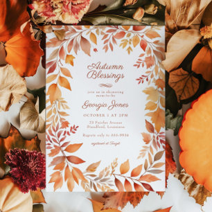 Invitation Baby shower des Bénédictions d'automne rouge orang