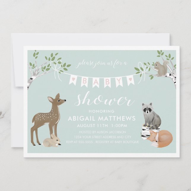 Invitation Baby shower des bois (Devant)