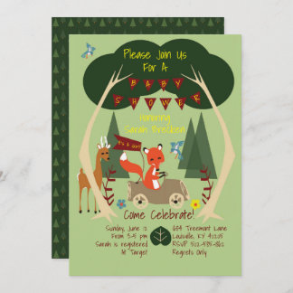 Invitation Baby shower des bois