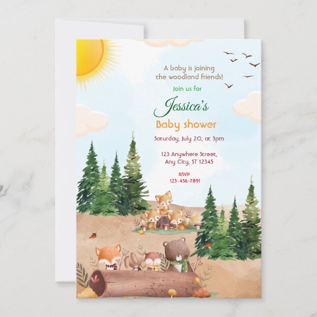 Invitation Baby shower des bois (Devant)