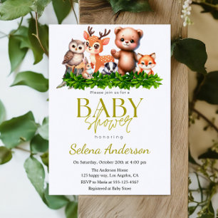 Invitation Baby shower des bois - Bêtes animaux des forêts