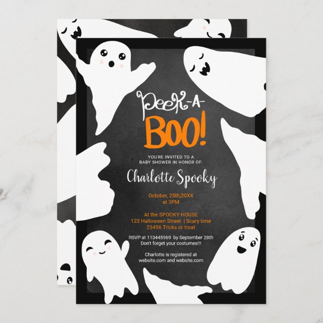 Invitation Baby shower des Bons fantômes d'Halloween (Devant / Derrière)