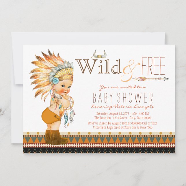 Invitation Baby shower des Boys sauvages et libres Tribal Boh (Devant)