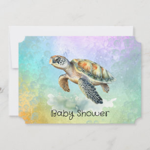 Invitation Baby shower des bulles de couleur de la tortue de 