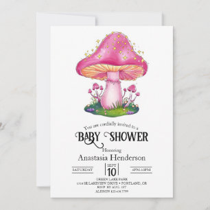 Invitation Baby shower des champignons des forêts de bois