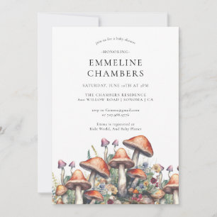 Invitation Baby shower des champignons des forêts de bois