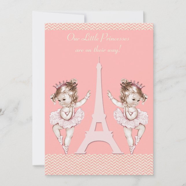 Invitation Baby shower des Chevrons de la tour Ballerina Twin (Devant)