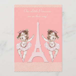 Invitation Baby shower des Chevrons de la tour Ballerina Twin