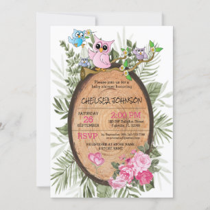 Invitation Baby shower des chouettes des bois mignons