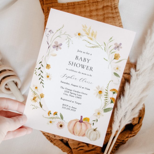 Invitation Baby shower des Citrouilles du champ de prairie (Créateur téléchargé)