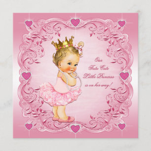 Invitation Baby shower des Coeurs d'amour Tutu Cute Princess