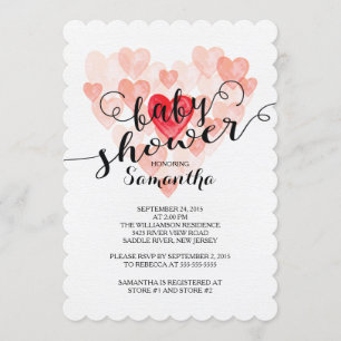 Invitation Baby shower des Coeurs d'aquarelle moderne Invitat