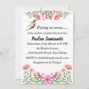 Invitation Baby shower des colibris