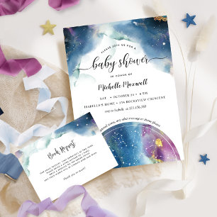Invitation Baby shower des constellations célestes et des éto