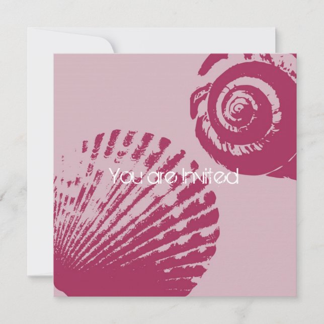 Invitation Baby shower des coquilles roses (Devant)
