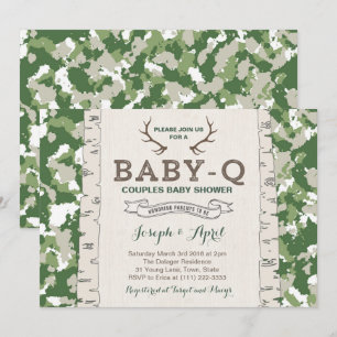 Invitation Baby shower des couples de camo vert de l'armée po