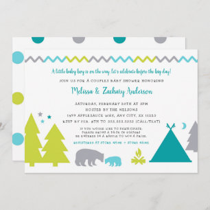 Invitation baby shower des couples de garçons  Ours nordiques
