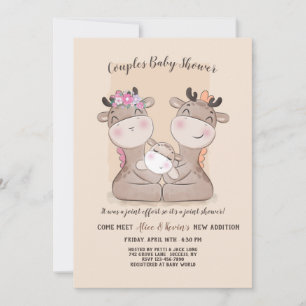 Invitation Baby shower des couples de girafe