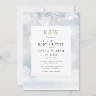 Invitation Baby shower des couples de monogrammes d'or de nei