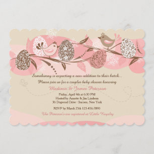 Invitation Baby shower des couples de poules de Pâ