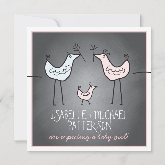 Invitation Baby shower des couples en damier moderne (Devant)