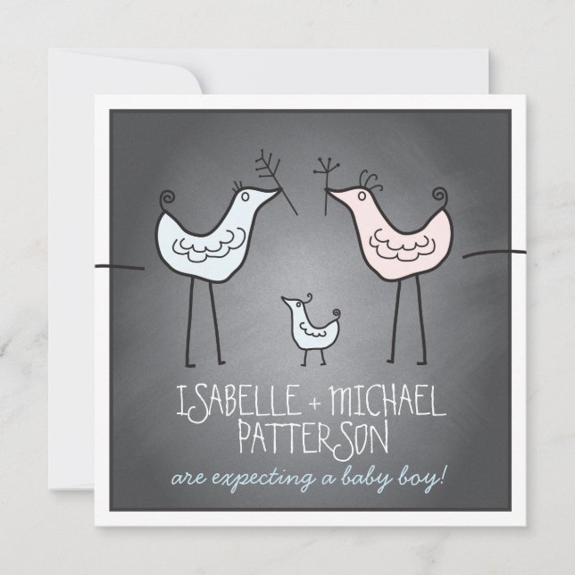 Invitation Baby shower des couples en damier moderne (Devant)