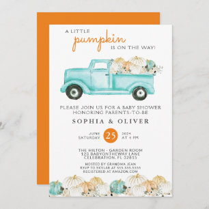 Invitation Baby shower des couples neutres Citrouilles