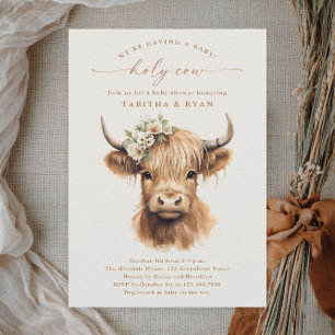 Invitation Baby shower des couples neutres de vache de Boho H