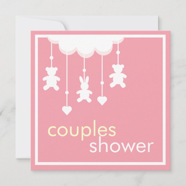 Invitation Baby shower des couples roses doux (Devant)