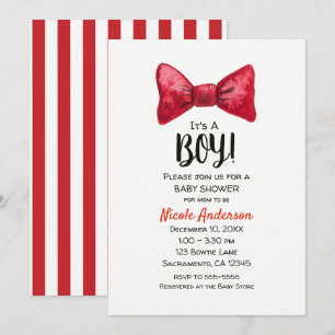 Invitation Baby shower des Cravates de Noël Red Bow