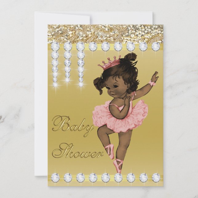 Invitation Baby shower des diamants de Ballerina Gold Faux (Devant)