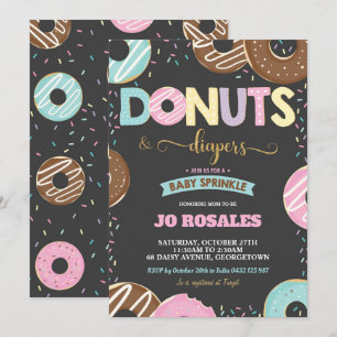 Invitation Baby shower des donuts et des plongeurs Saupoudrer