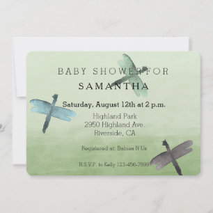 Invitation baby shower des dragonflies d'aquarelle