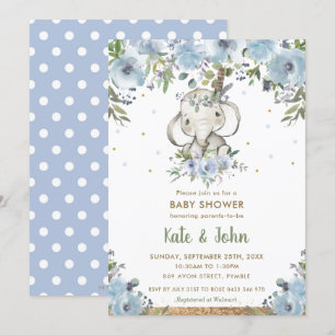 Invitation Baby shower des éléphants de la tribu des Boho Flo