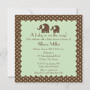 Invitation Baby shower des éléphants de maman et bébé