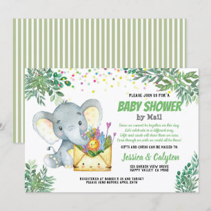 Invitation baby shower des éléphants de verdure par courrier
