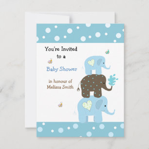 Invitation Baby shower des éléphants empilés