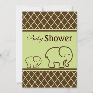 Invitation Baby shower des éléphants et des diamants Brown et
