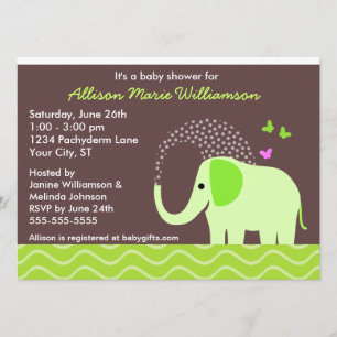 Invitation Baby shower des éléphants et des papillons