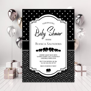 Invitation Baby shower des éléphants noirs