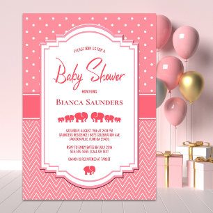 Invitation Baby shower des éléphants roses