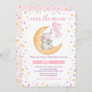 Invitation Baby shower des éléphants sur la Lune / Twinkle St