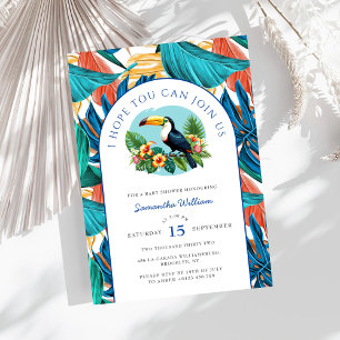 Invitation Baby shower des étés tropicaux du Toucan