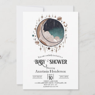 Invitation Baby shower des étoiles célestes de l'espace extér