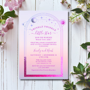 Invitation Baby shower des étoiles de la lune de soleil rose